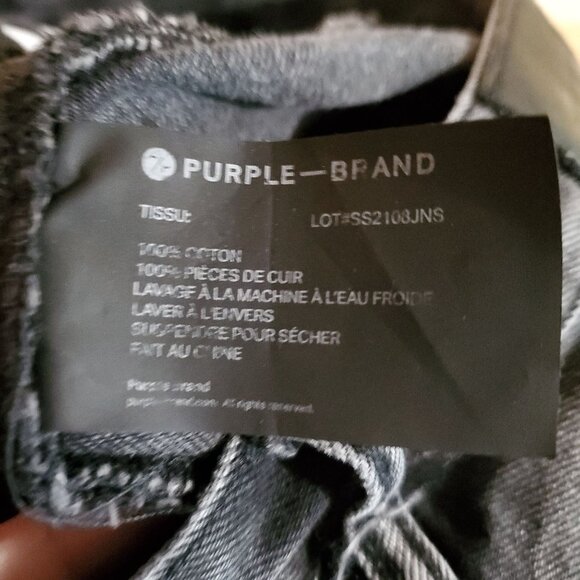 Purple Brand Shorts Mens 28 Black Distressed Ripped Denim Mid Rise Raw Hem Jorts - Picture 6 of 15